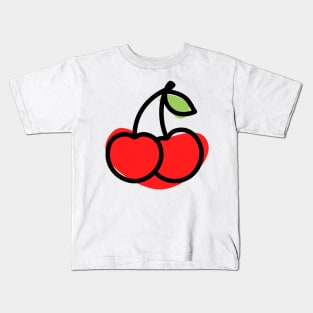 Cute Cherry Minimalist Abstract Childlike Kids T-Shirt